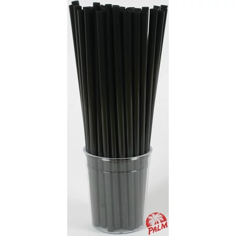 Vastag fekete szívószál 8 mm x 23 cm