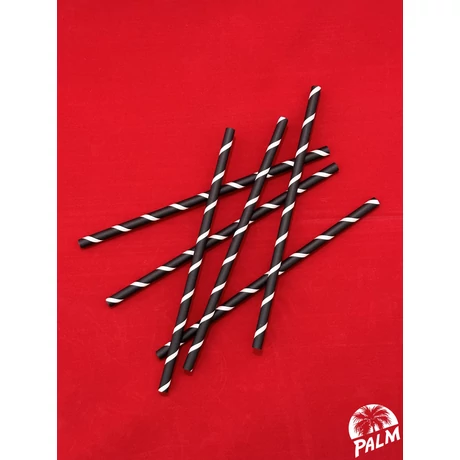 Papír fekete csavart szívószál - 8 mm x 23 cm