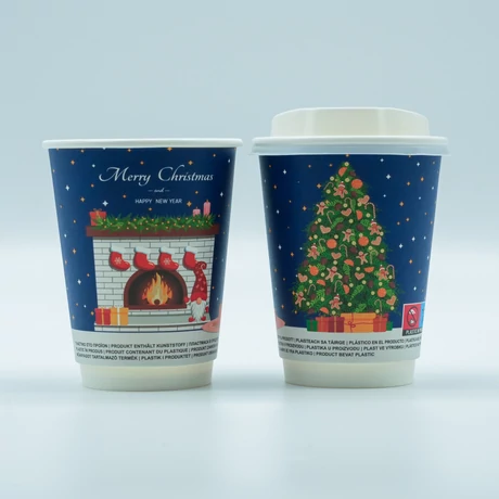 Duplafalú papírpohár (XMAS) - Ø 90 mm - 3,6 dl