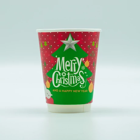 Duplafalú papírpohár (XMAS) - Ø 90 mm - 3,6 dl