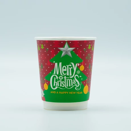 Duplafalú papírpohár (XMAS) - Ø 80 mm - 2,4 dl