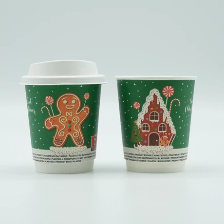 Duplafalú papírpohár (XMAS) - Ø 80 mm - 2,4 dl