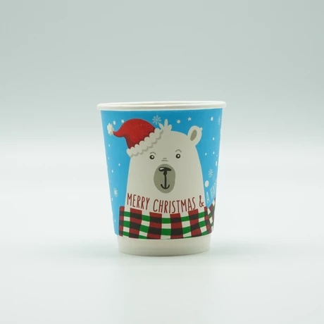 Duplafalú papírpohár (XMAS) - Ø 80 mm - 2,4 dl